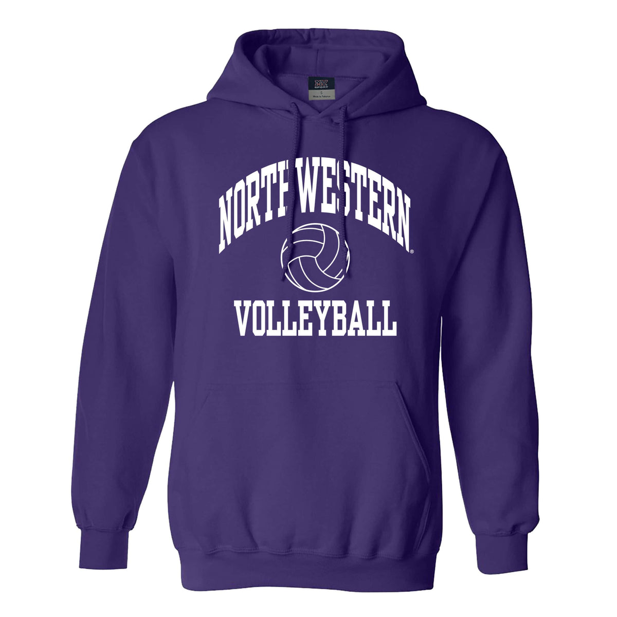 Northwestern University Wildcats Men's MV Fundamental Fleece Purple Hooded Sweatshirt with Northwestern Volleyball Design