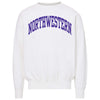 Northwestern University Wildcats Men's MV Fundamental Fleece White Crewneck Sweatshirt with One Color Arch Design