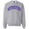 Northwestern University Wildcats Men's MV Fundamental Fleece Heather Grey Crewneck Sweatshirt with One Color Arch Design