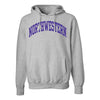 Northwestern University Wildcats Men's MV Super-Heavy Pro-Weave Fleece Heater Grey Hooded Sweatshirt with One Color Arch Design