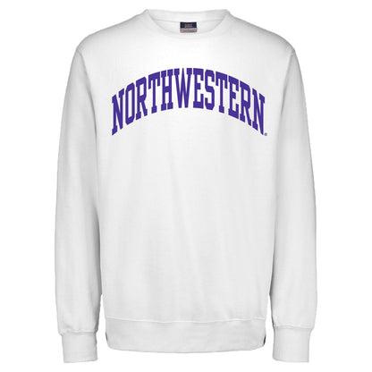 Northwestern University Wildcats Men's MV Pro-Weave Super-Heavy White Crewneck Sweatshirt with One Color Arch Design -2