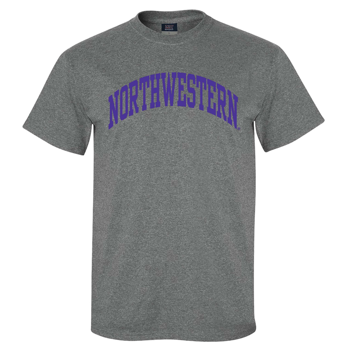Northwestern University Wildcats Men's MV Graphite Classic Tee with One Color Arch Design in Purple
