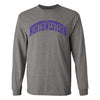 Northwestern University Wildcats Men's MV Graphite Classic Long Sleeve Tee with One Color Arch Design in Purple