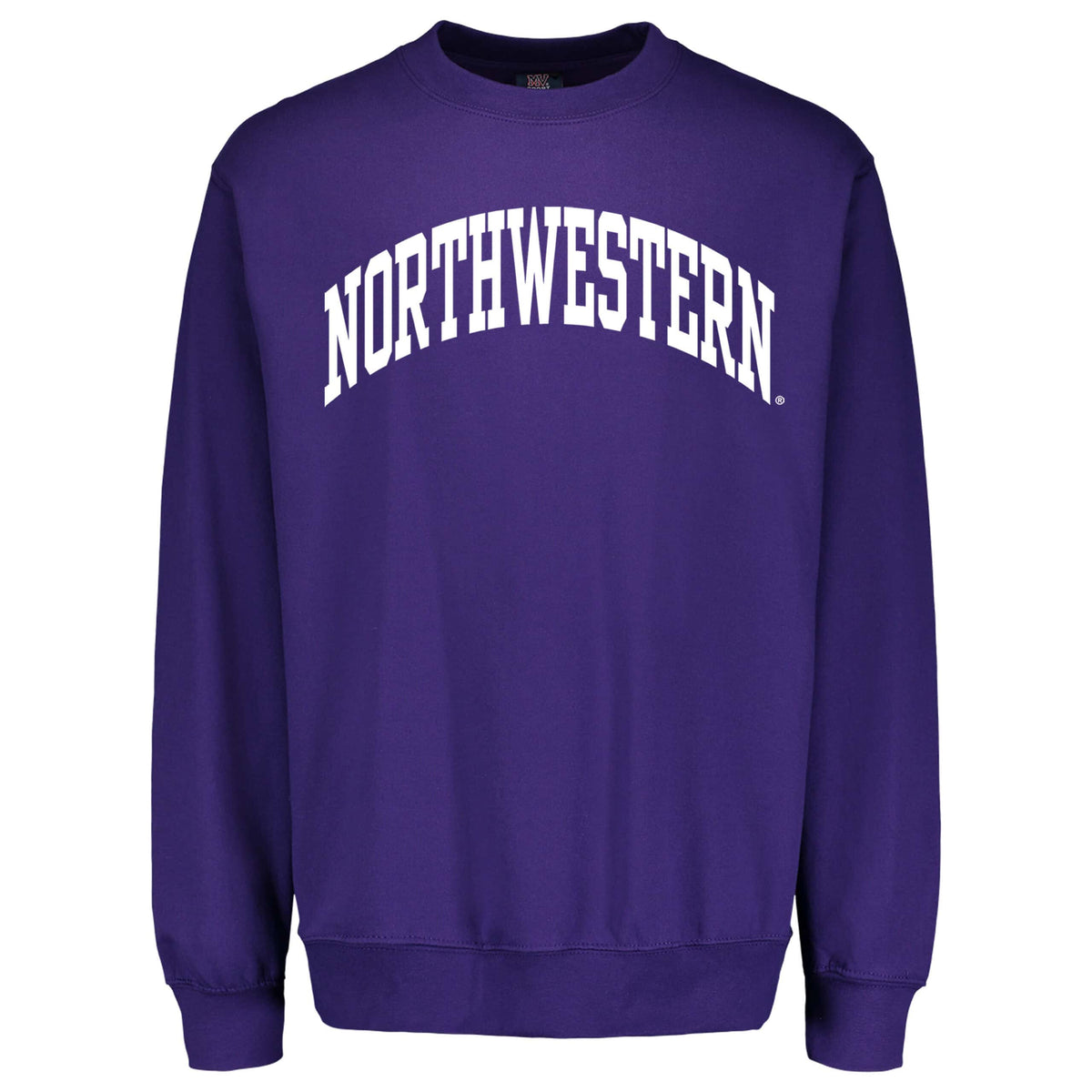 Northwestern University Wildcats Men's MV Fundamental Fleece Purple Crewneck Sweatshirt with One Color Arch Design