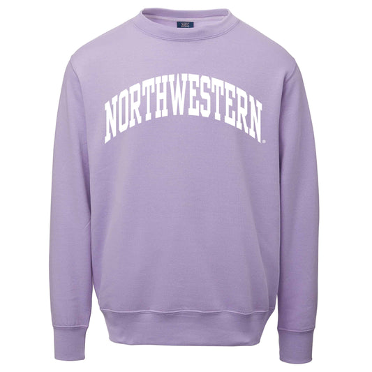 Northwestern University Wildcats Men's MV Fundamental Stardust (Lilac-Lavender) Purple Crewneck Sweatshirt with One Color Arch Design