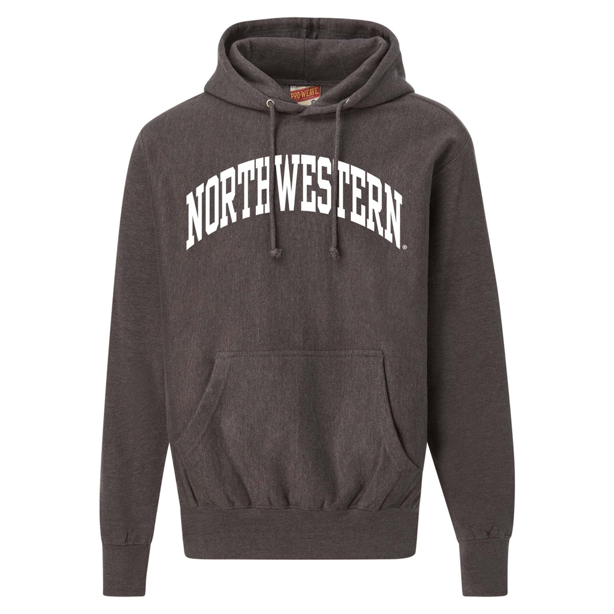 Northwestern University Wildcats Men's MV Super-Heavy Pro-Weave Fleece Charcoal Hooded Sweatshirt with One Color Arch Design