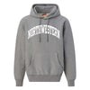 Northwestern University Wildcats Men's MV Super-Heavy Pro-Weave Fleece Graphite Hooded Sweatshirt with One Color Arch Design in White