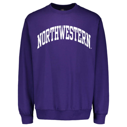 Northwestern University Wildcats Men's MV Pro-Weave Super-Heavy Purple Crewneck Sweatshirt with One Color Arch Design -2