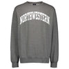 Northwestern University Wildcats Men's MV Fundamental Fleece Graphite Crewneck Sweatshirt with One Color Arch Design in White