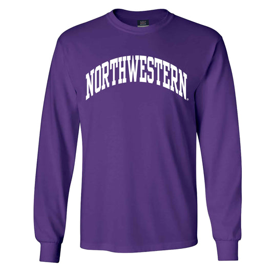 Northwestern University Wildcats Men's MV Purple Classic Long Sleeve Tee with One Color Arch Design