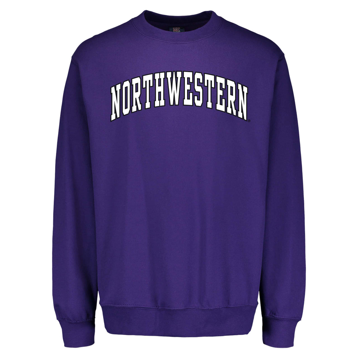 Northwestern University Wildcats Men's MV Fundamental Fleece Purple Crewneck Sweatshirt with Two Color Arch Design