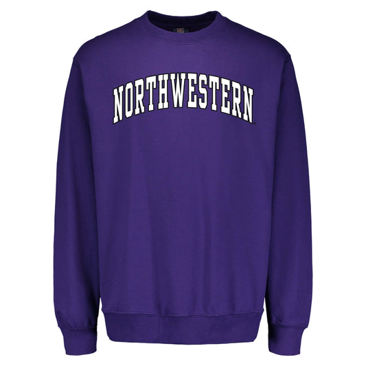 Northwestern University Wildcats Men's MV Fundamental Fleece Purple Crewneck Sweatshirt with Two Color Arch Design