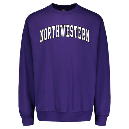 Northwestern University Wildcats Men's MV Pro-Weave Super-Heavy Purple Crewneck Sweatshirt with Two Color Arch Design