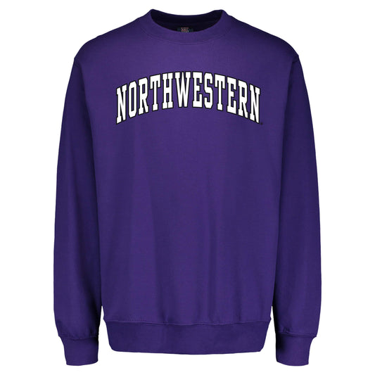 Northwestern University Wildcats Men's MV Pro-Weave Super-Heavy Purple Crewneck Sweatshirt with Two Color Arch Design