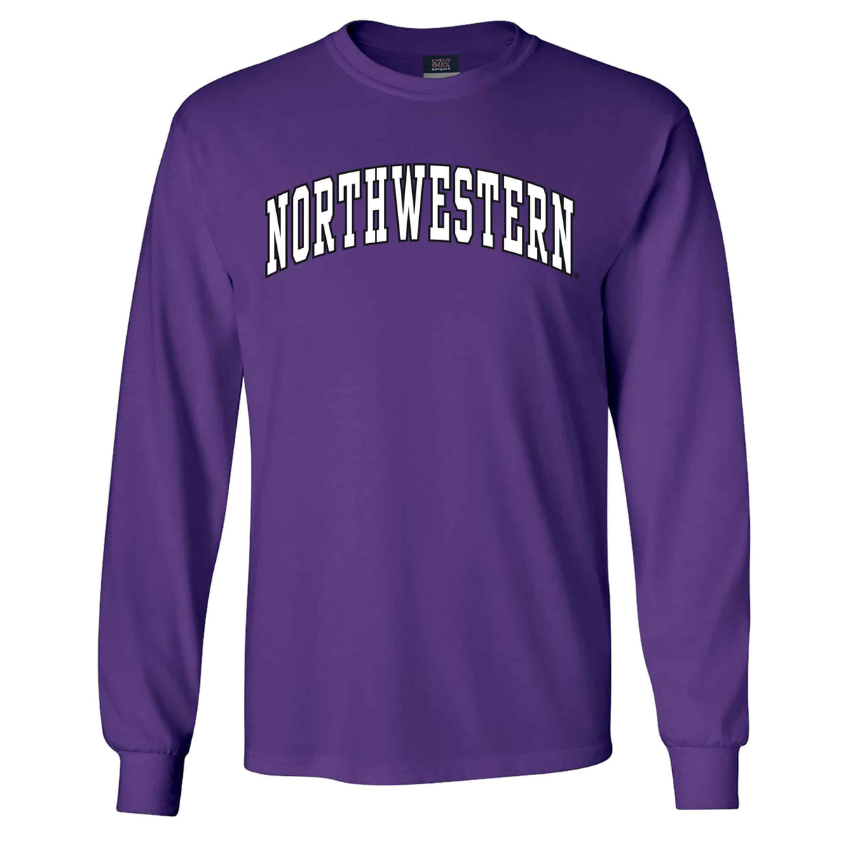 Northwestern University Wildcats Men's MV Purple Classic Long Sleeve Tee with Two Color Arch Design