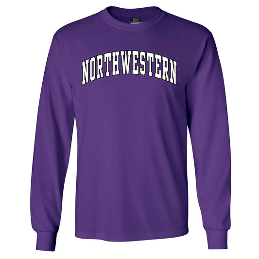 Northwestern University Wildcats Men's MV Purple Classic Long Sleeve Tee with Two Color Arch Design