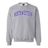 Northwestern University Wildcats Men's MV Fundamental Fleece Heather Grey Crewneck Sweatshirt with Two Color Arch Design