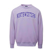 Northwestern University Wildcats Men's MV Fundamental Fleece Lilac-Lavender Crewneck Sweatshirt with Two Color Arch Design