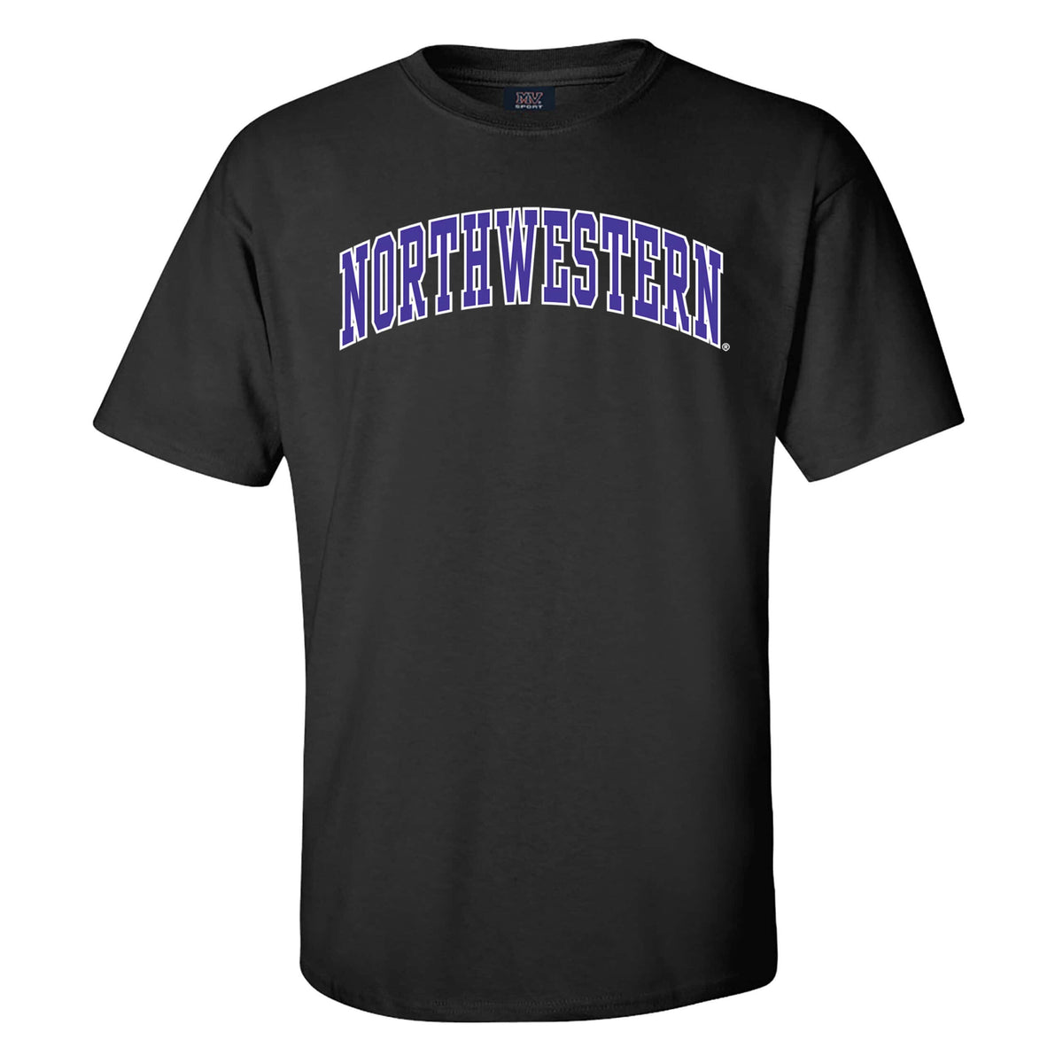 Northwestern University Wildcats Men's MV Black Classic Tee with Two Color Arch Design