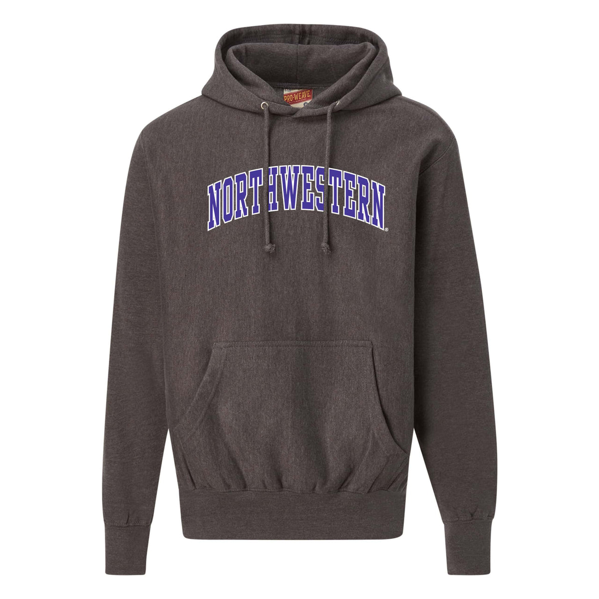 Northwestern University Wildcats Men's MV Super-Heavy Pro-Weave Fleece Charcoal Hooded Sweatshirt with Two Color Arch Design