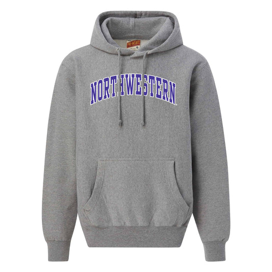 Northwestern University Wildcats Men's MV Super-Heavy Pro-Weave Fleece Graphite Hooded Sweatshirt with Two Color Arch Design