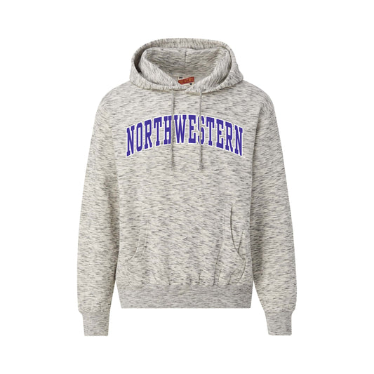 Northwestern University Wildcats Men's MV Super-Heavy Pro-Weave Fleece Salt & Pepper Hooded Sweatshirt with Two Color Arch Design
