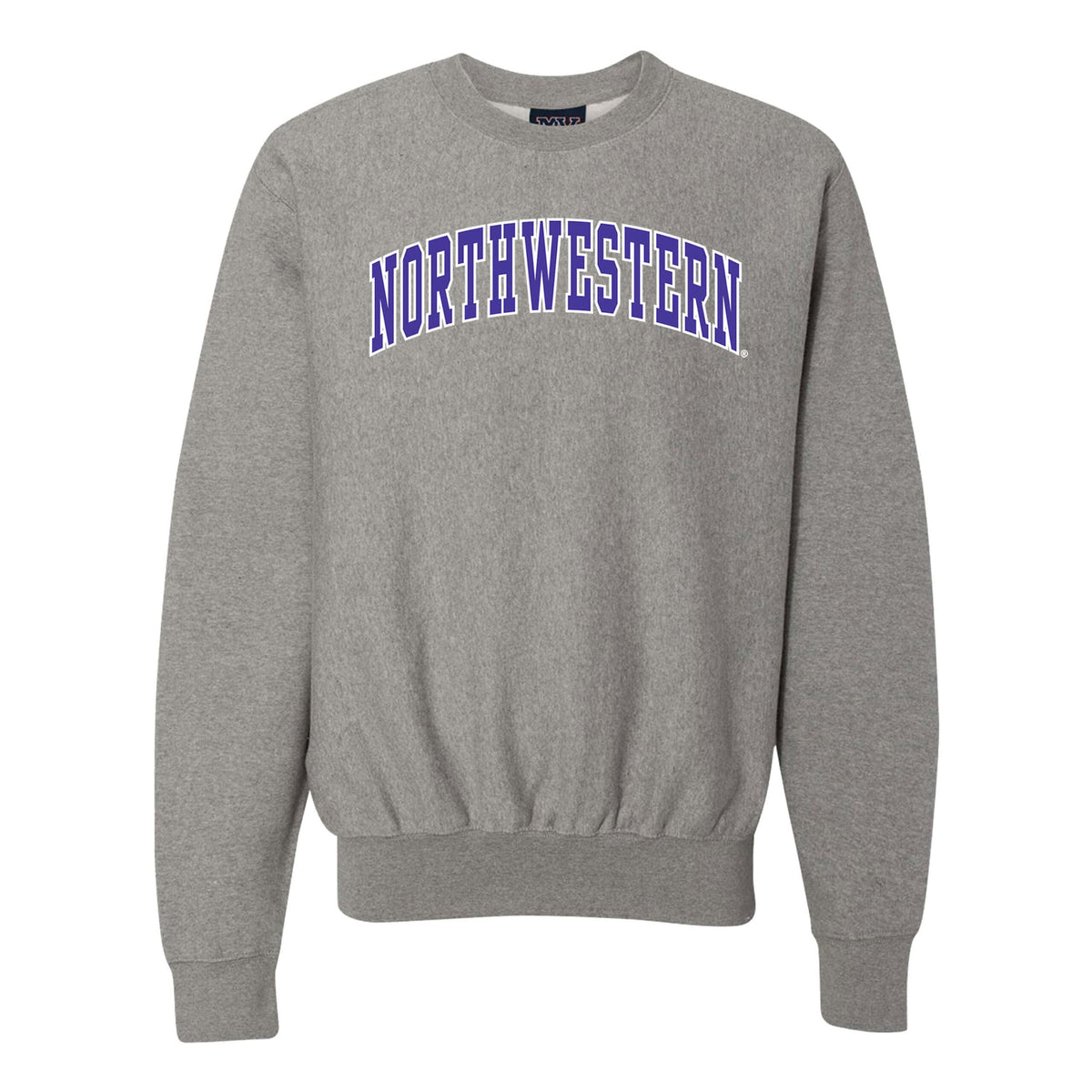 Northwestern University Wildcats Men's MV Pro-Weave Super-Heavy Graphite Crewneck Sweatshirt with Two Color Arch Design