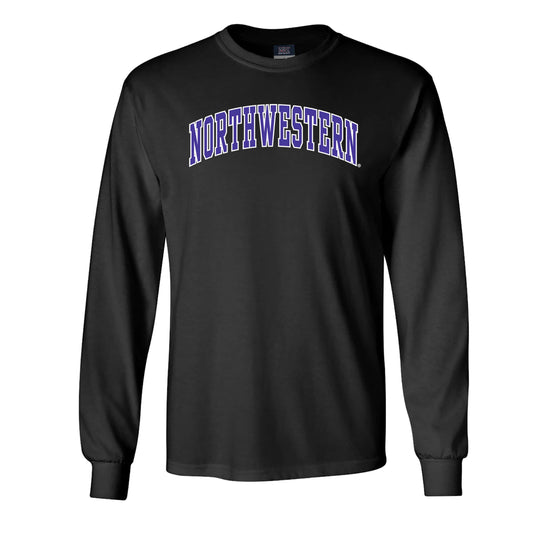 Northwestern University Wildcats Men's MV Black Classic Long Sleeve Tee with Two Color Arch Design