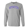Northwestern University Wildcats Men's MV Heather Grey Classic Long Sleeve Tee with Two Color Arch Design