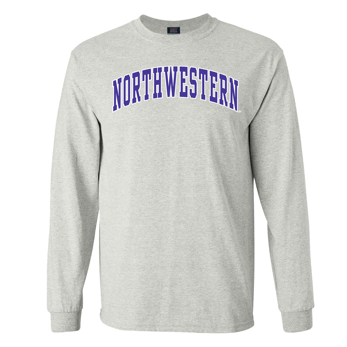 Northwestern University Wildcats Men's MV Marble Heather Classic Long Sleeve Tee with Two Color Arch Design