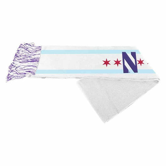 Northwestern University Wildcats Knit Scarf Of Chicago Flag with Stylized N Design