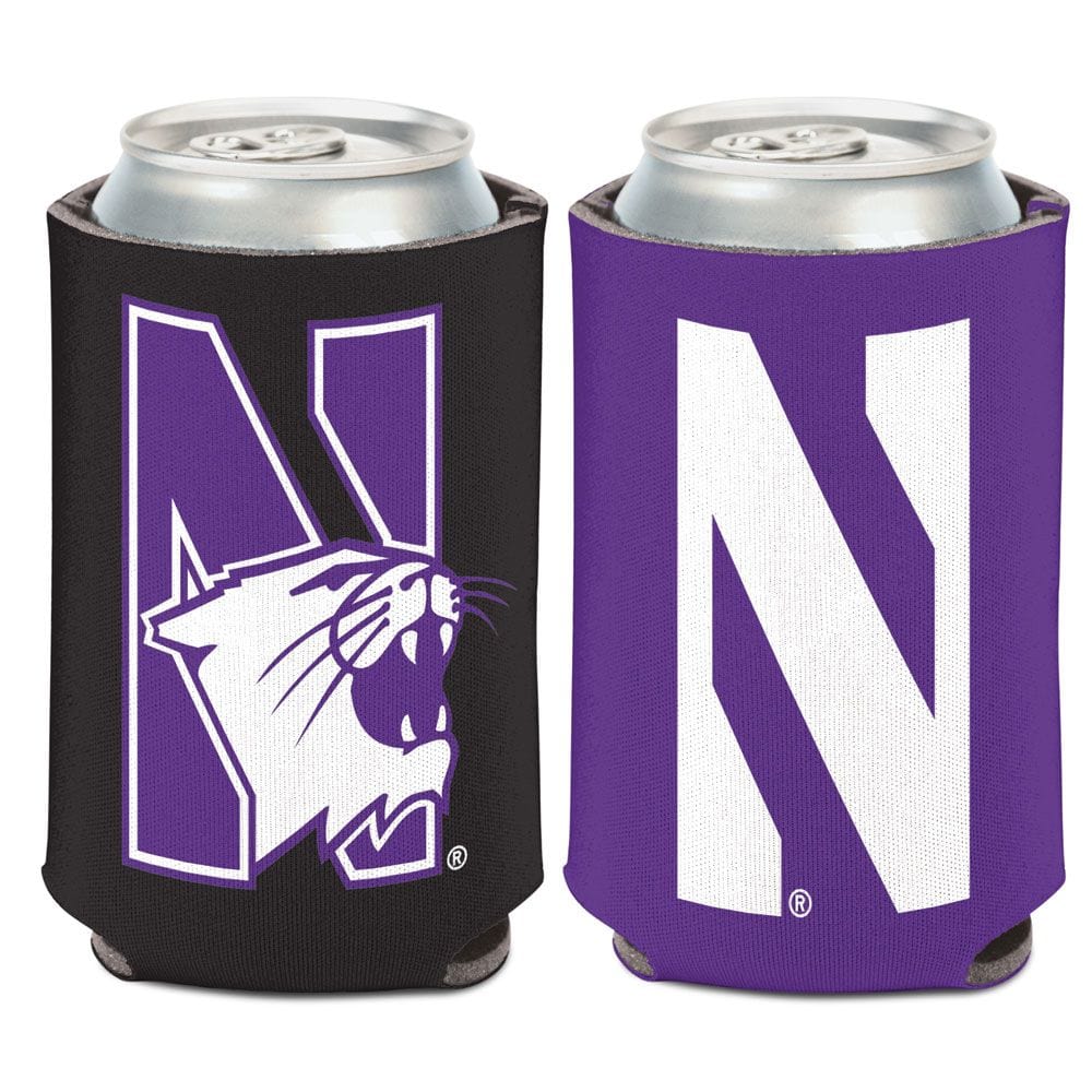Northwestern University Wildcats Dual Color Dual Logo 2-Sided Print Can Cooler 12oz.