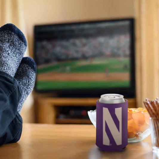 Northwestern University Wildcats Dual Color Dual Logo 2-Sided Print Can Cooler 12oz. -2