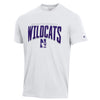 Northwestern University Wildcats Men's White Short Sleeve Tee Shirt with HD Northwestern Wildcats Over N-cat Design