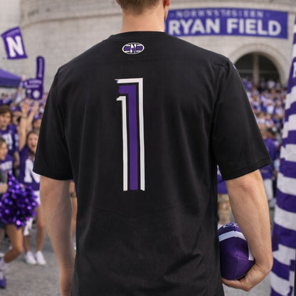 Northwestern University Wildcats Adult Under Armour Black Replica Football Jersey with #1