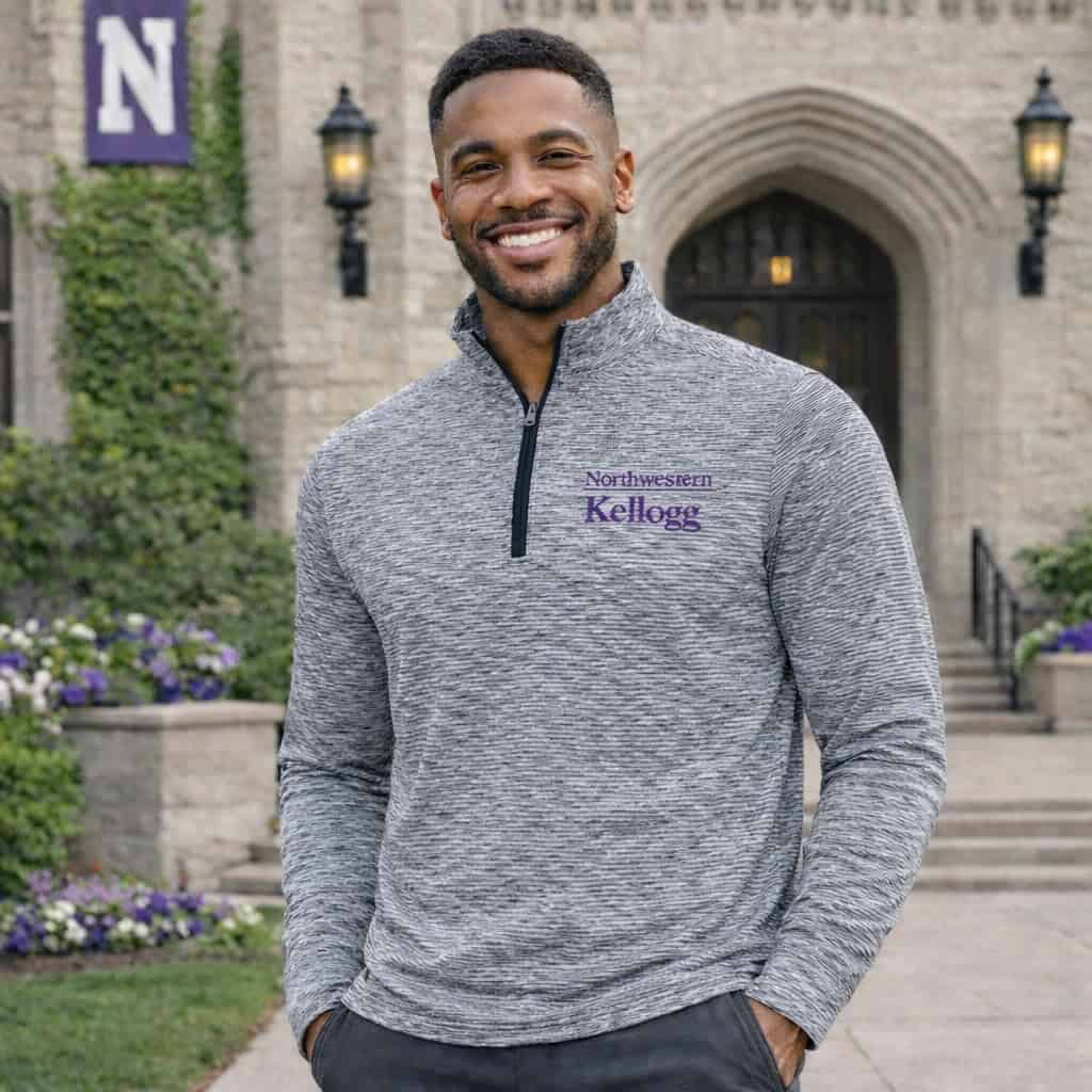 Northwestern I Kellogg Men's Antigua Black/White Cause 1/4 Zip Pullover
