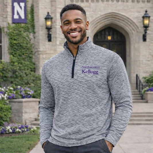 Northwestern I Kellogg Men's Antigua Black/White Cause 1/4 Zip Pullover