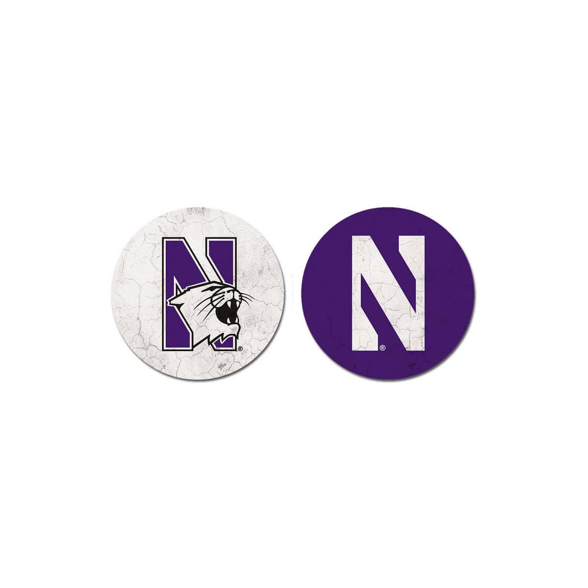 Northwestern University Wildcats Auto Coasters Set of Two with N-Cat & N Design