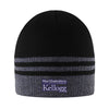 Northwestern I Kellogg Crew Charblack Knit Beanie Hat with Varsity Stripes