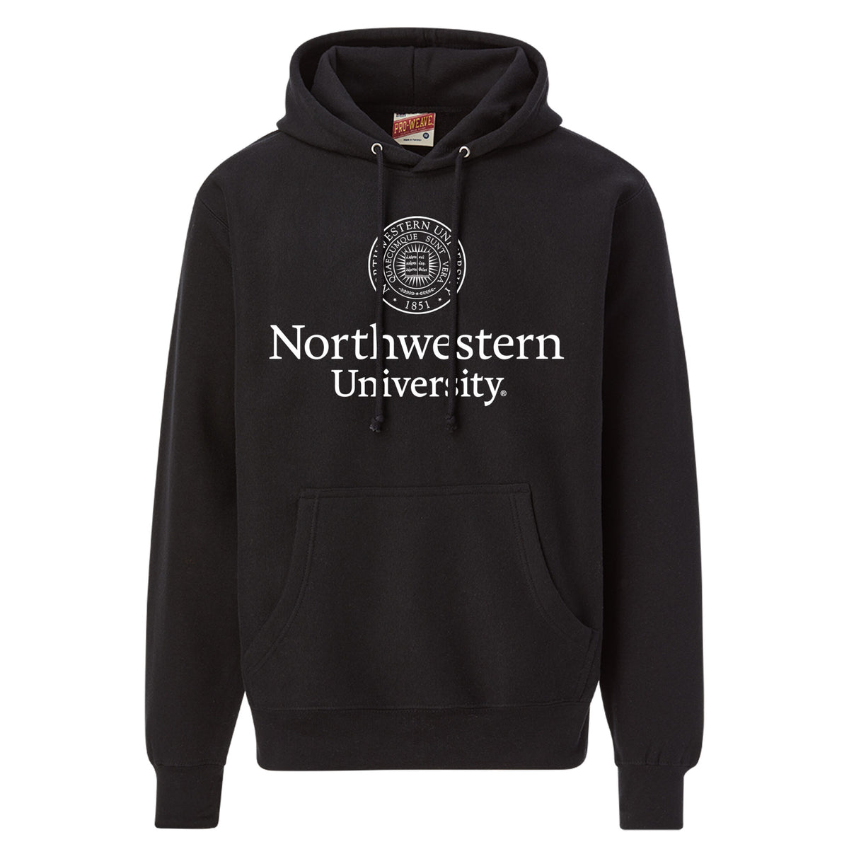 Northwestern University Wildcats Men's MV Super-Heavy Pro-Weave Fleece Black Hooded Sweatshirt with Seal Design