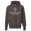 Northwestern University Wildcats Men's MV Super-Heavy Pro-Weave Fleece Charcoal Hooded Sweatshirt with Seal Design in White