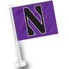 Northwestern University Wildcats Purple Car Flag with Stylized N Logo (Black)