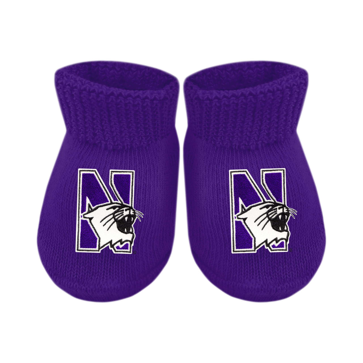Northwestern University Wildcats Purple Newborn Booties With N-Cat Design-2