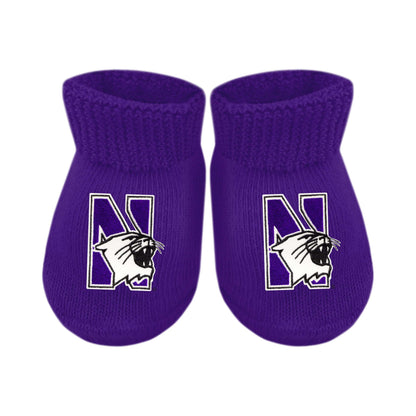 Northwestern University Wildcats Purple Newborn Booties With N-Cat Design-2