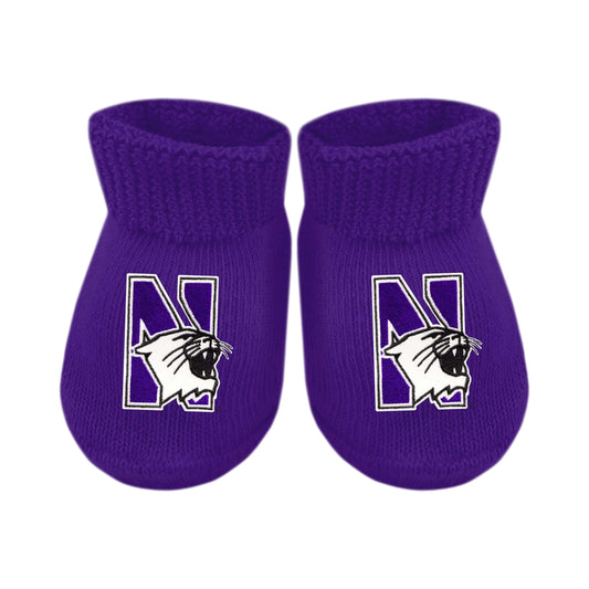 Northwestern University Wildcats Purple Newborn Booties With N-Cat Design-2