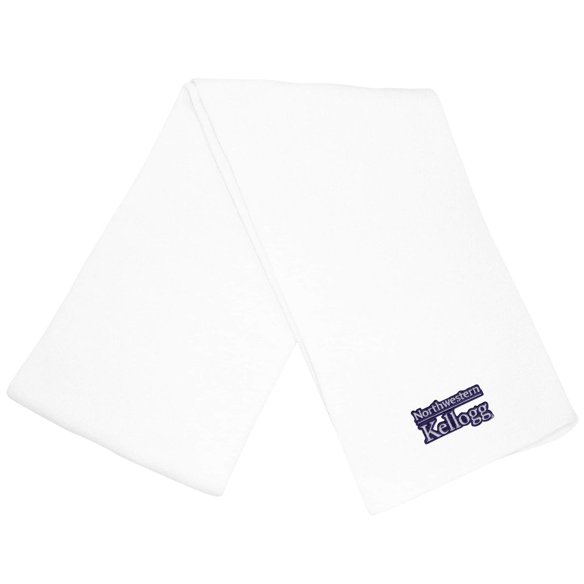 Northwestern I Kellogg Frosty Solid White Knit Scarf