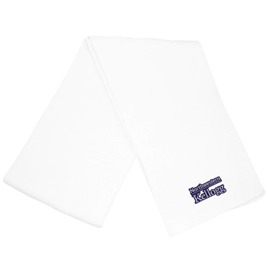 Northwestern I Kellogg Frosty Solid White Knit Scarf