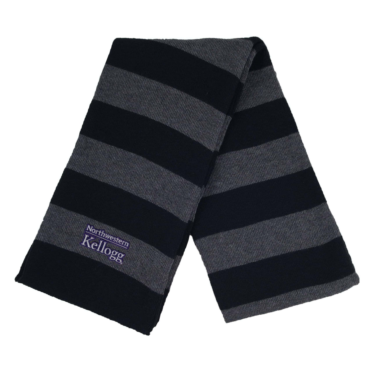 Northwestern I Kellogg Niagara Rugby Stripped Charcoal/Black Knit Scarf