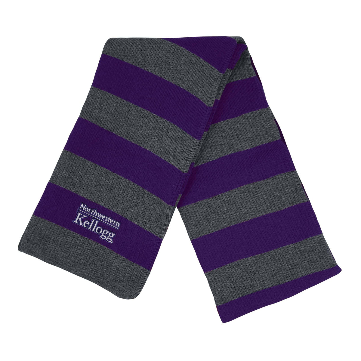 Northwestern I Kellogg Niagara Rugby Stripped Purple/Charcoal Knit Scarf