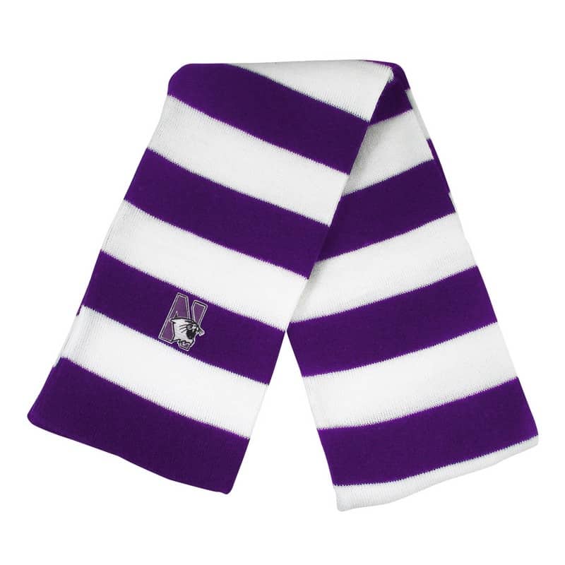 Northwestern University Wildcats Purple/White Rugby-stripped Knit Scarf